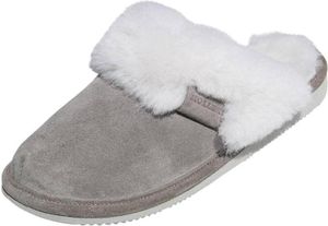 Lammfell Hausschuhe - MALIBU GRAU/WEIß - Schuhgröße: EUR 37
