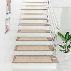 Stufenmatten 15-er Set Treppenmatten 65 x 24 cm rechteckig Treppenteppich Treppenschoner Stufenteppich selbstklebend Beige