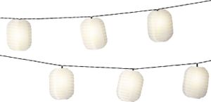 LED Solar Lichterkette Lampions 4,5m Nylon Weiß / Warmweiß