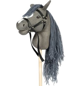 Hobby Horse Steckenpferd grau mit offenem Maul & Zügeln, mit abnehmbarem Schweiß Neuheit 2023
