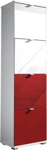 Germania Schuhschrank Colorado 8178-84, WM-Set Polen, Hochglanz Fronten in Weiß und Rot, 53 x 174 x 30 cm (BxHxT)