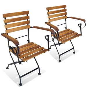 vidaXL Skládací zahradní židle 2 ks z oceli a masivního dřeva akácie