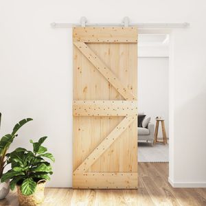 Drzwi przesuwne z okuciem 85x210 cm lite drewno sosnowe