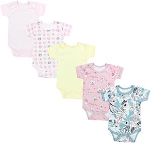 TupTam Mädchen Baby Body Kurzarm in Unifarben - 5er Pack, Farbe: Farbenmix 6, Größe: 98