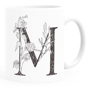 Kaffeetasse Monogramm Initiale Geschenk-Motiv Tasse personalisierte Namenstasse personalisierte Geschenke SpecialMe® M weiß Keramik-Tasse