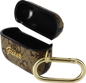 Guess GUAP4GSMW Hülle für AirPods Pro, Braun, Braun, 4G Script Metal Collection