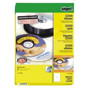 SIGEL LA526 CD-/DVD-Etiketten, Ø 117 mm, weiß, 100 Etiketten