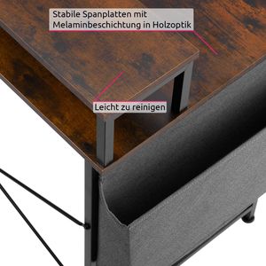 tectake Schreibtisch mit Ablage und Stofftasche - Industrial dunkelbraun, 120 cm