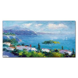Coloray Bild aus Leinwand 140x70 Leinwand Dekoration - Meer Berge blaues Meer