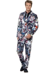 Herren Kostüm Anzug Zombie Jacke Hose Krawatte Halloween Gr.XL