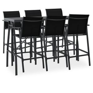 Top Furniture 7-tlg. Gartenbar-Set Schwarz