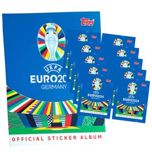 Topps UEFA EURO 2024 Sticker - Fußball EM Sammelsticker - 1 Album + 10 Tüten