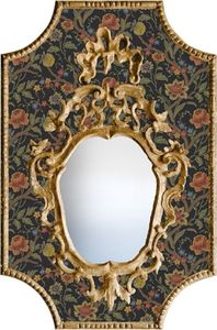 Casa Padrino Barock Spiegel Mehrfarbig / Schwarz / Antik Gold 65 x H. 99 cm - Barock Wandspiegel mit Blumen Design