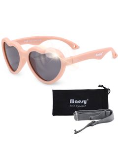 Maesy Baby Sonnenbrille 0-2 Jahre - Flexibel biegbar - Gummiband - Polarisierter UV400 Schutz - Jungen und Mädchen - Herz - Maes - Rosa