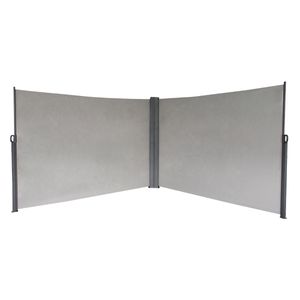 SVITA Doppel Seitenmarkise 600x200cm Sichtschutz Sonnenschutz ausziehbar Hellgrau