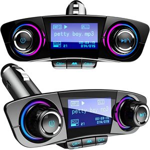 Bluetooth FM Transmitter für Auto USB Radio Adapter KFZ MP3 Freisprecheinrichtung mit QC 3.0 Dual Ladegerät Blau Leuchte Drahtloser Kfz-Empfänger KFZ-Adapter
