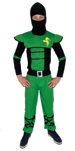 grünes Ninja Kostüm für Kinder - Größe 110-152 , Größe:122/128