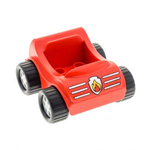 1x Lego Duplo Go-Kart rot mit Streifen Feuer Zeichen Auto PKW 31363pb10