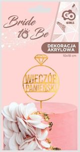 Dekoracja akrylowa na tort wieczór panieński złota