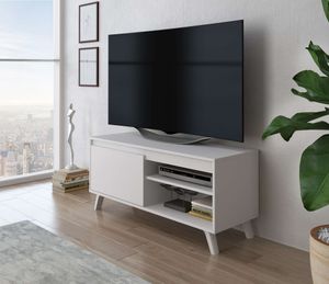 FURNIX TV-Schrank DARSI Lowboard Fernsehschrank Kommode mit 2 Ablagen 100 cm breit  klassisch Design Weiß matt