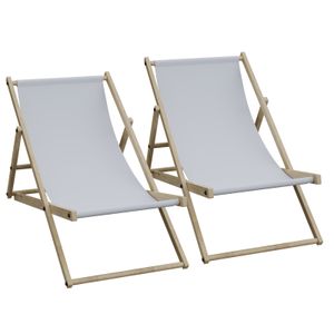 2er Set Liegestuhl Doppelpack Strandliege Liege Stuhl Strand Sonnenliege Gartenliege Klappstuhl Beige