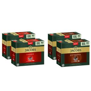 JACOBS Kapseln Nespresso®* kompatibel  2 x 40 Lungo 6 Classico + 2 x 40 Espresso 10 Intenso XXL-Pack - insgesamt 160 Getränke