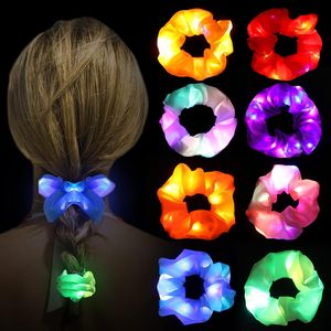 FNCF 8 Stück Leuchtende Haargummis, LED Haarbänder mit 3 Licht Modi, Elastische Dunkeln Haargummi Scrunchie für Frauen, Mädchen Haarschmuck, Neujahr Party, Karneval, Kostümpartys