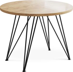 Runder Ausziehbarer Esstisch - Loft Style Tisch mit Metallbeinen - 100 bis 180 cm - Industrieller Rund Tisch für Wohnzimmer - Spacesaver - Eiche Craft - 100 cm