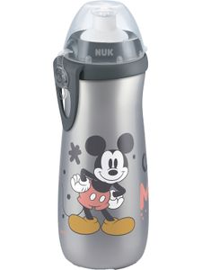 NUK Disney Mickey Mouse Sports Cup, großes Volumen 450ml, mit Push-Pull-Tülle aus Silikon, ab 24 Monaten, grau
