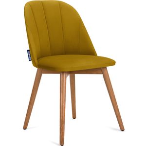 Konsimo Židle "BAKERI", žlutá, látka/dřevo, skandinávská, 48x86x44 cm