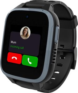 Telefon Uhr für Kinder - 4G, Anrufe, Nachrichten, Schulmodus, SOS-Funktion, GPS, Kamera und Schrittzähler (SCHWARZ)