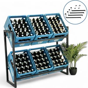 DanDiBo Getränkekistenregal 6 Kisten mit Gitter Haken 100 cm Metall 96598 Getränkeregal Kistenregal Getränkekistenhalter