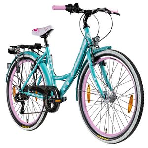 Galano Blossom 26 Zoll Mädchenrad Jugendrad Cityrad Mädchenfahrrad 7 Gang Fahrrad StVZO retro, Farbe:grün