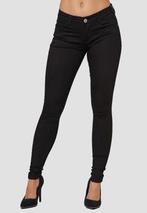 Damen Denim Stretch Jeans Skinny Fit Push Up High Waist Hose Basic 5-Pocket Design Pants, Farben:Schwarz, Größe:46