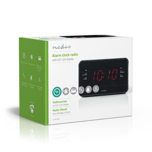 Nedis Digital-Wecker-Radio | LED-Anzeige | 1x 3,5 mm Audio-Eingang | AM / FM | Snooze-Funktion | Sleep Timer | Anzahl Alarme: 2 | Schwarz NE550675863