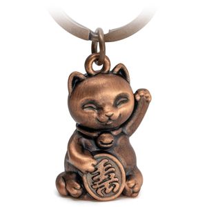 FABACH Glückskatze Winkekatze Schlüsselanhänger Maneki Neko - Süßer Katze Glücksbringer - Katze Anhänger Metall - Schlüsselanhänger Katze Geschenk