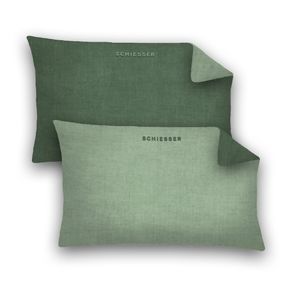 Schiesser Kissenhüllenset Doubleface - Feinbiber - 2-teilig - 40x80 cm - Hellgrün-Dunkelgrün