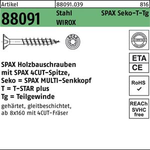 SPAX Senkkopf 10 mm T-STAR plus - Teilgewinde WIROX A3J  T50  -  10x140  -  50 Stk