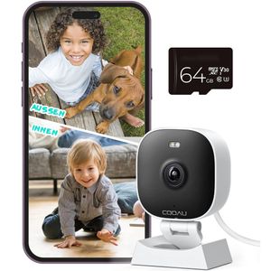COOAU 2K Babyphone mit Kamera Wlan Baby Monitor Surveillance Camera Innen mit Farbnachtsicht, 2-Wege-Audio, PIR, Schallerkennung, Alexa, 64GB