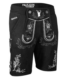 PAULGOS Pánske nohavice Trachten Jogging - Design Trachten Lederhose - JOK3 - dostupné v 3 farbách - veľkosť S - 5XL, farba:Black, veľkosť:M