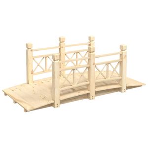 vidaXL Záhradný mostík so zábradlím 150x67x56 cm Masívne smrekové drevo