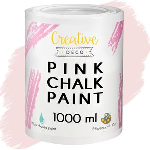 Creative Deco Rosa Kreide-Farbe | 1000 ml-Dose | Perfekt für Landhaus-Stil, Vintage-Stil, Decoupage, Möbel-Renovierung | Matt & abwaschbar | Wisch-Effekt und Gradient-Effekt möglich