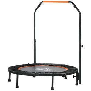 Trampolina fitness HOMCOM 102 cm, składana mini trampolina z czterema uchwytami do regulacji wysokości, fitness rebounder dla dorosłych, do 100 kg