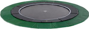 EXIT Dynamic ebenerdiges Trampolin ø427cm mit Freezone Sicherheitsplatten - schwarz