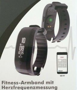 Bluetooth Fitness Armband schwarz / Herzfrequenz Kalorien Wecker Anrufe Schlaf