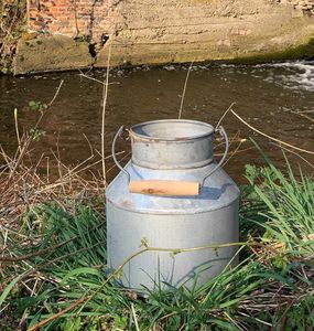 Zinkeimer Pflanzgefäß Milchkanne Pflanztopf Zink mit Henkel Vintage Pflanzgefäß 22cm