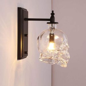 Kreative Vintage Industrielle Glasschädelkopf Wandleuchte Retro Innenwandleuchte Lichter