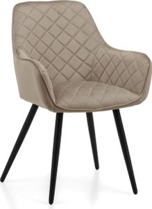 NEW HOME Stuhl COLIN gespolsterter Esszimmerstuhl Wohnzimmerstuhl mit Steppung - dunkelbeige - moderne Samt Velours Möbel