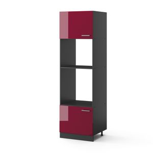 Vicco Mikrowellenschrank R-Line, 60 cm, Bordeaux Hochglanz/Anthrazit