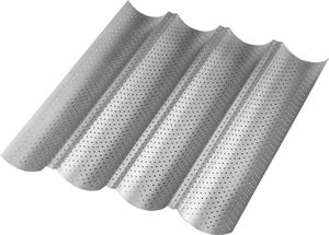 Baguette-Backblech Kohlenstoffstahl - Baguetteblech für 4 Baguettes - Baguetteform für ein optimales Backergebnis